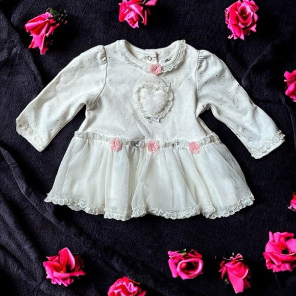 Little Me Sparkly Lace Polka Dot Dress - 9 Months - Picture 9 of 9